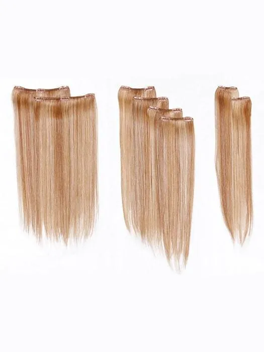 16" Straight HF Synthetic Hair Extensions Kit (8 Piece) | Clip In