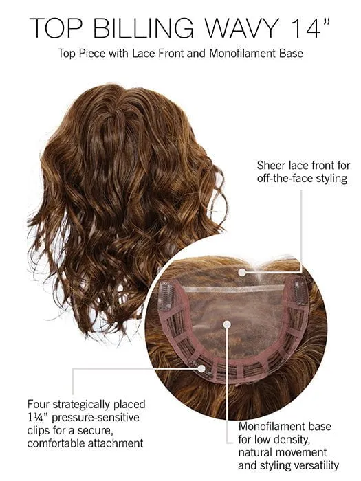 Top Billing 14" Wavy | Synthetic Lace Front Hair Topper (Mono Top)